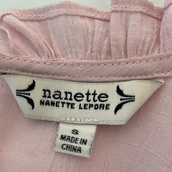Nanette Lepore Women’s Ruffled Neck Short Sleeved Blouse Pink Size S - Picture 9 of 11